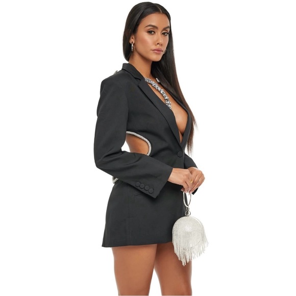 YG Collection Rhinestone Open Back Blazer - Picture 3 of 9